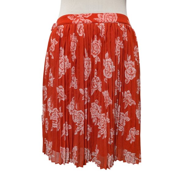 ModCloth Womens NWT Size 12 Coral Red Floral Perfectly Posh Pleated Mini Skirt - Picture 3 of 10